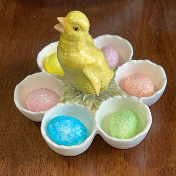 Vintage Bavarian Ceramic Egg Holder with Bird Design - Picture 3 of 6